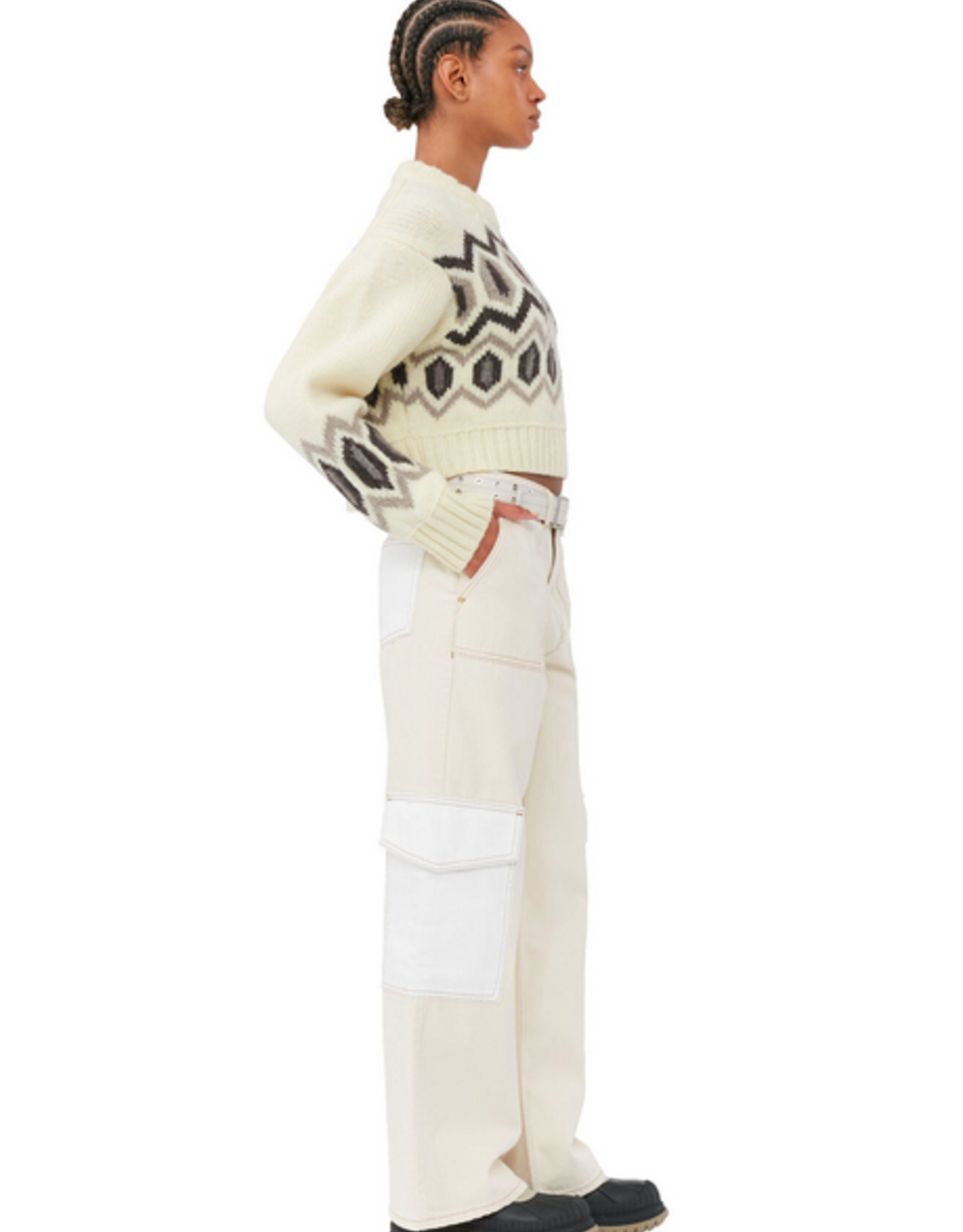 GANNI GANNI Ecru Denim Angi Pants Egret