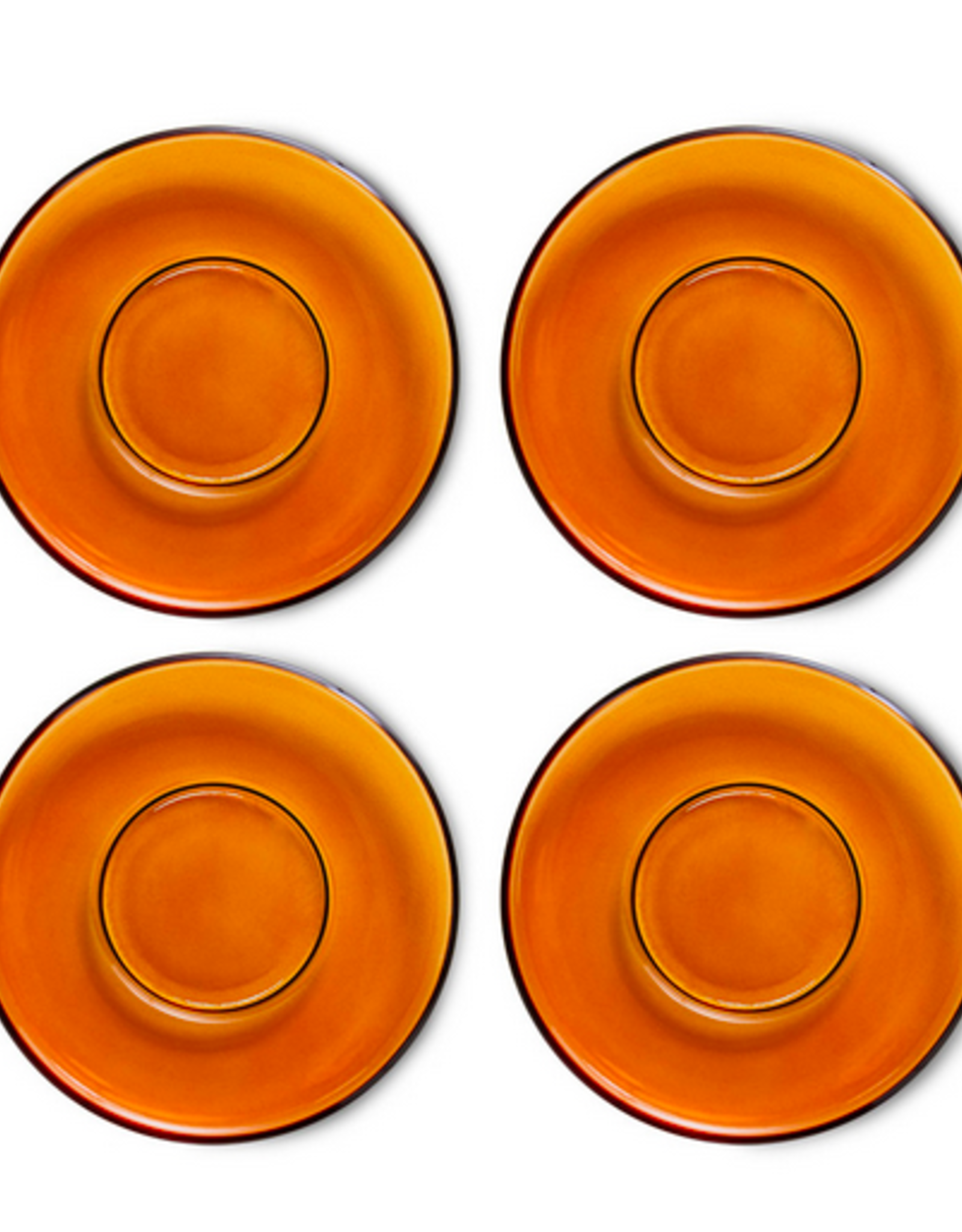 HK Living HK Living 70s glassware: saucers amber brown (set of 4)