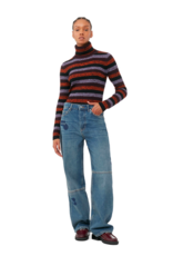 GANNI GANNI Striped Merino Rib Open Back High Neck Sweater GANNI GANNI Striped Merino Rib Open Back High Neck Sweater