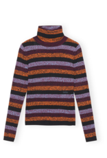 GANNI GANNI Striped Merino Rib Open Back High Neck Sweater GANNI GANNI Striped Merino Rib Open Back High Neck Sweater