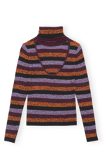 GANNI GANNI Striped Merino Rib Open Back High Neck Sweater GANNI GANNI Striped Merino Rib Open Back High Neck Sweater
