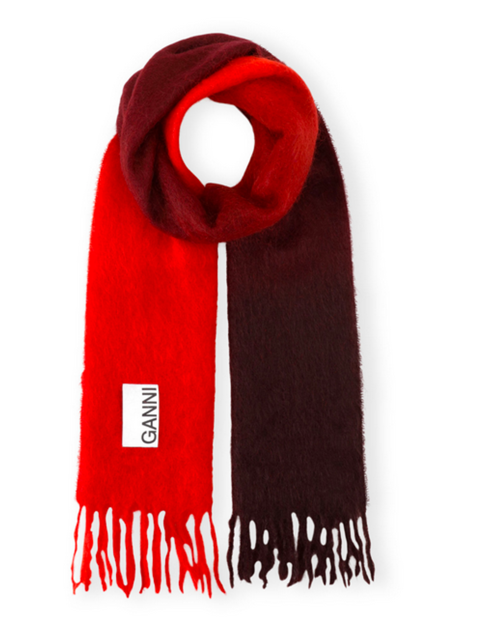 GANNI GANNI Red Mohair Gradient Scarf