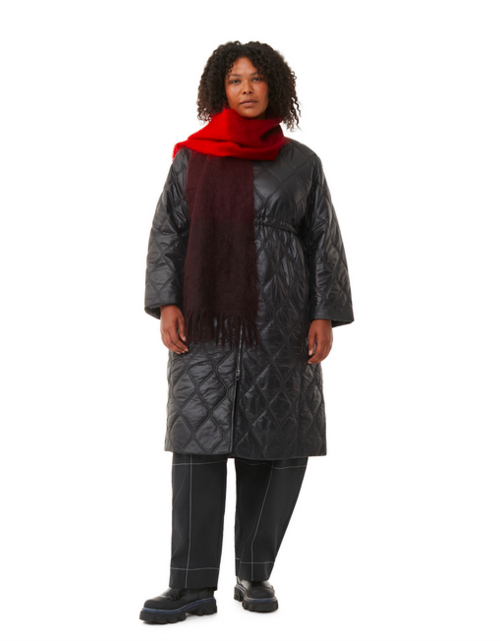 GANNI GANNI Red Mohair Gradient Scarf