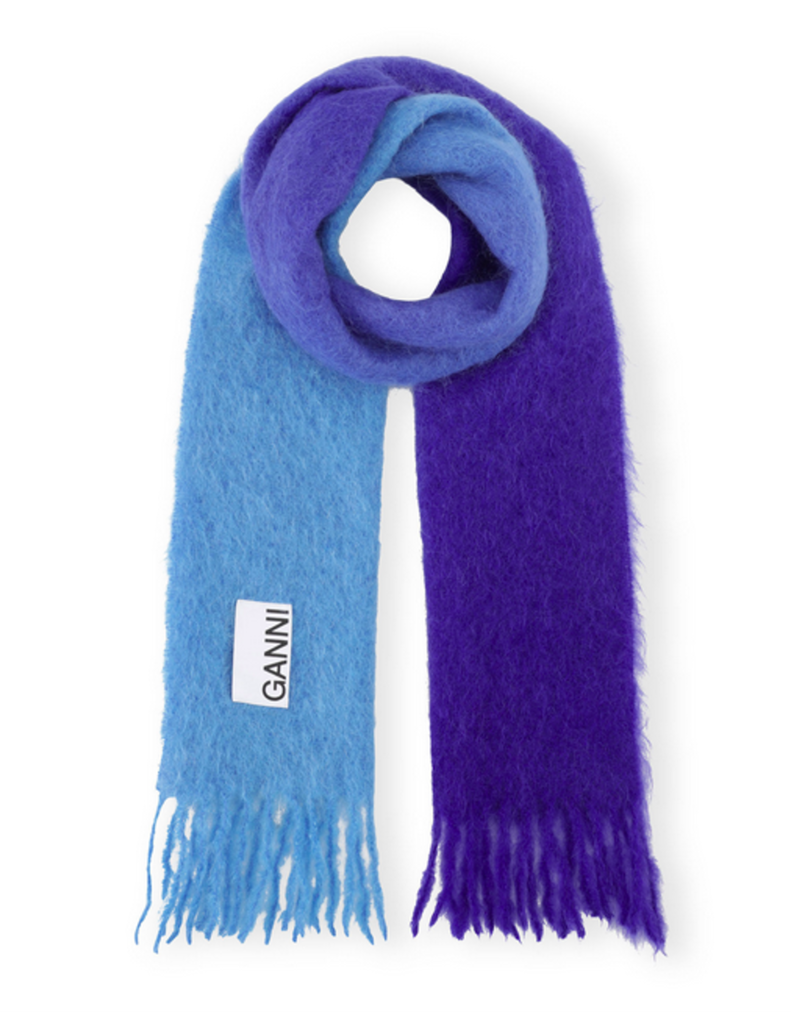 GANNI GANNI Mohair Gradient Scarf Silver lake blue