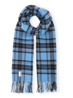 GANNI GANNI Recycled Wool Fringed Scarf  Print Silver lake blue