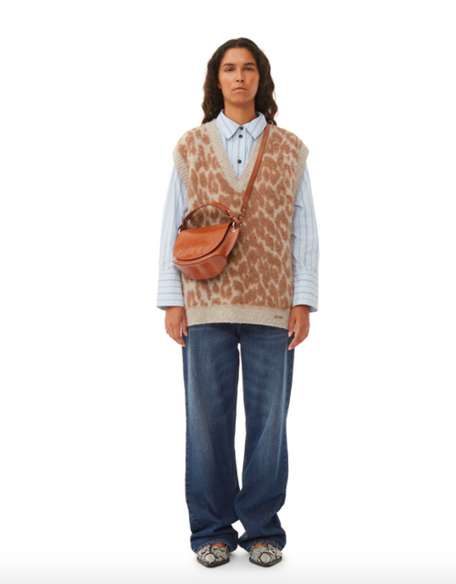 GANNI GANNI Banner Saddle bag brown