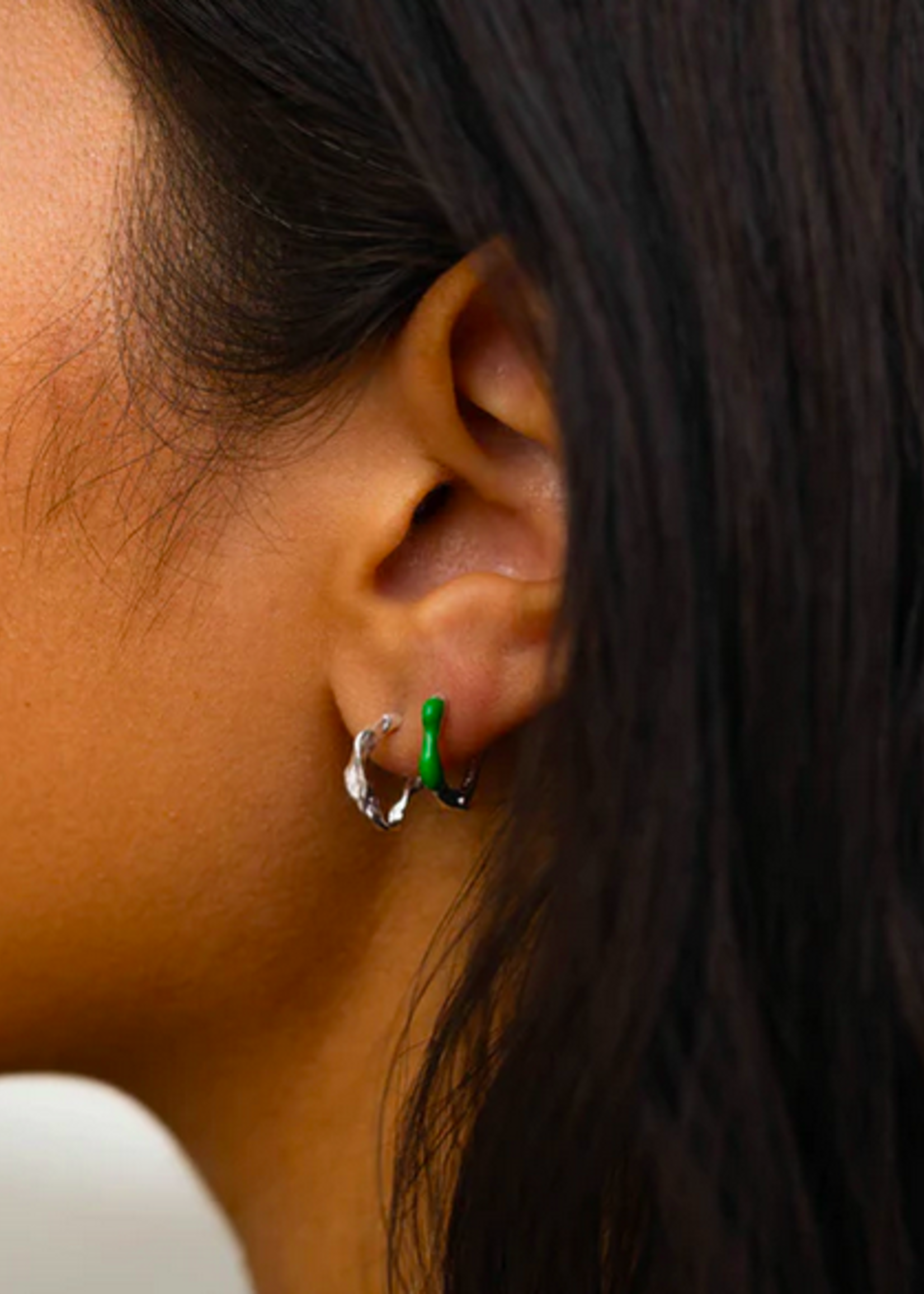 Flawed Ruby Hoops silver earrings