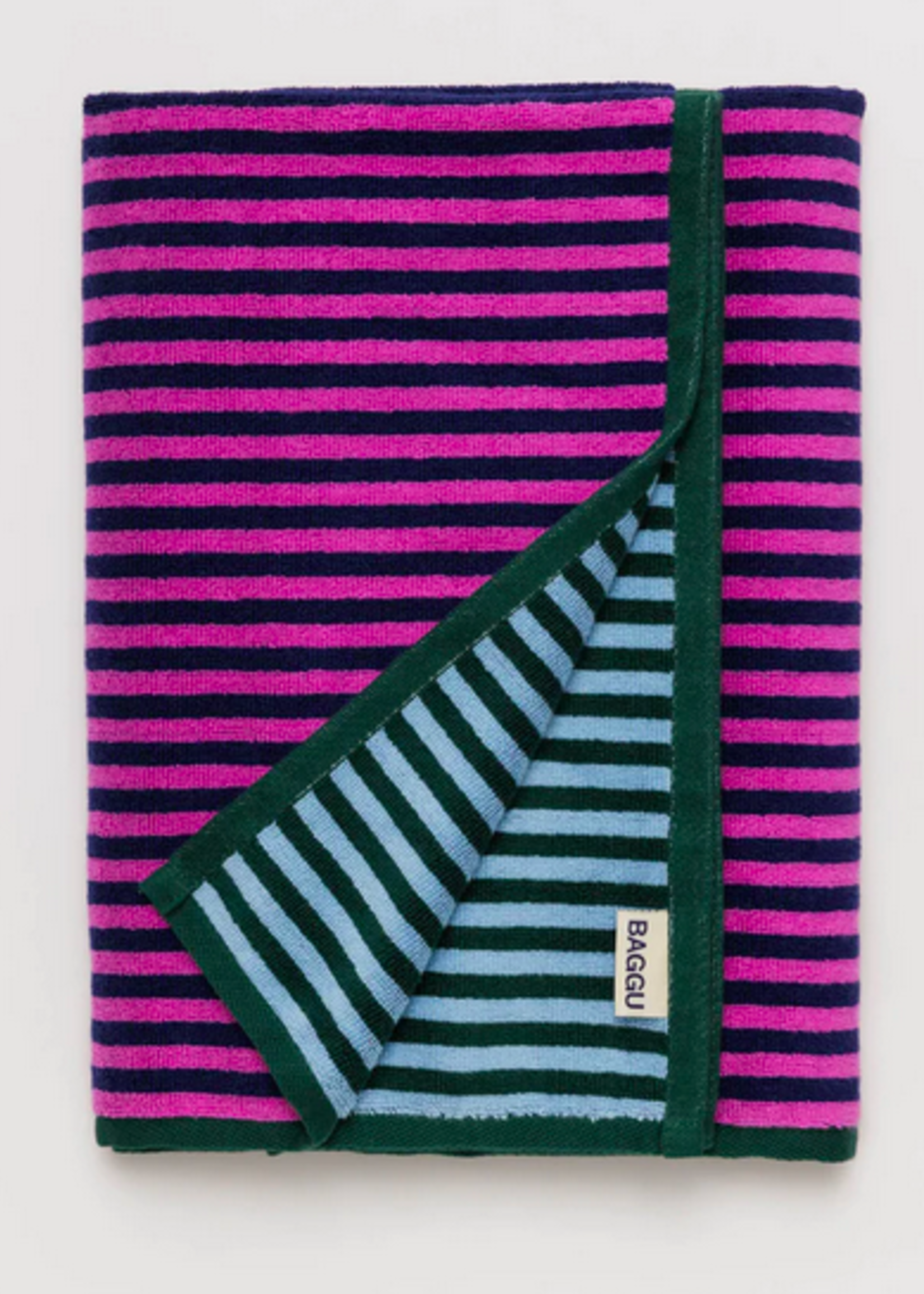 Baggu OK Baggu Bath Towel - Pink Green Candy Stripe