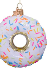 Vondels Ornament glass white donut w/sprinkles