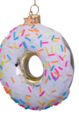 Vondels Ornament glass white donut w/sprinkles