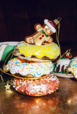 Vondels Ornament glass white donut w/sprinkles