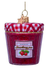 Vondels Ornament glass red strawberry jam jar H7cm