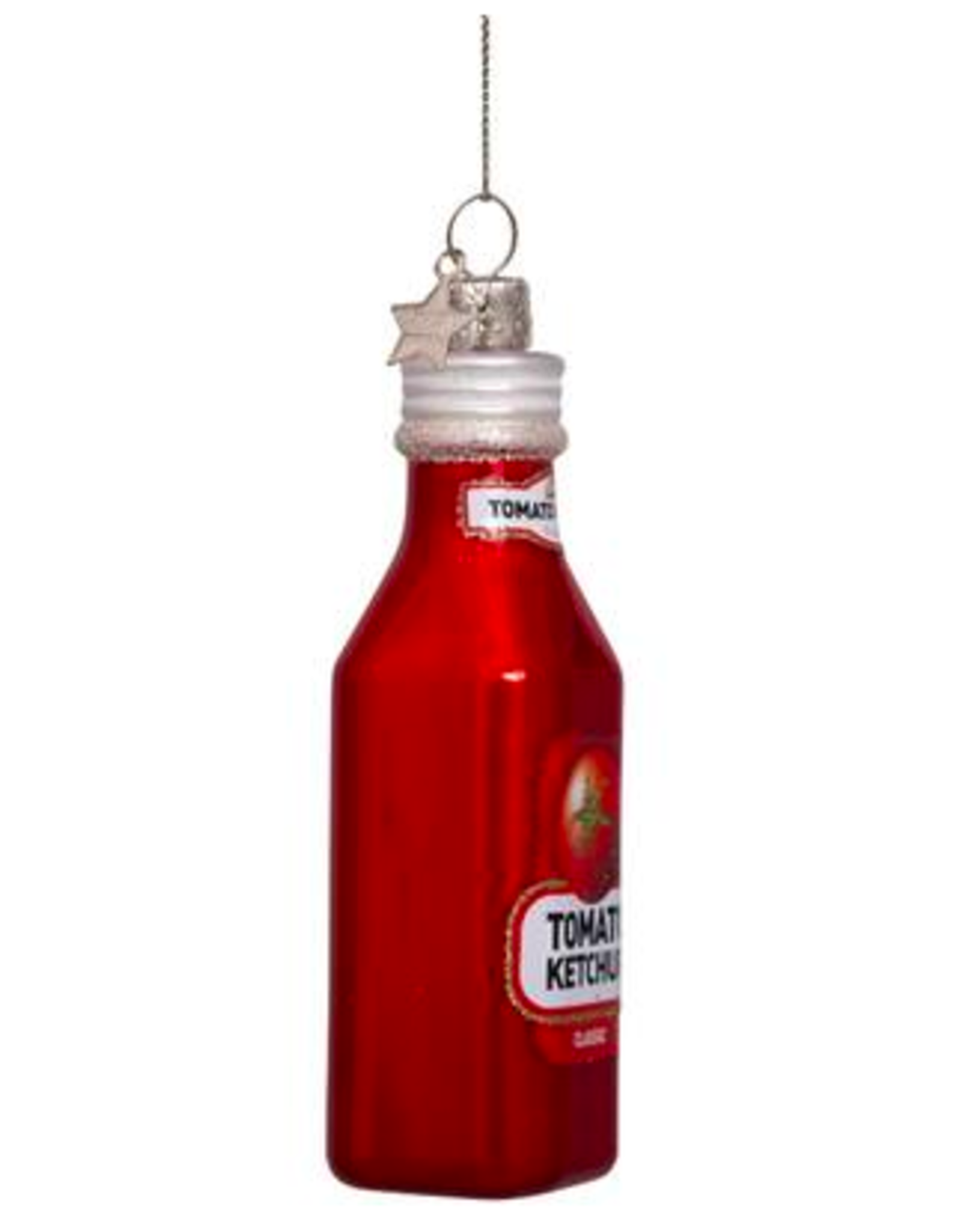 Vondels Ornament glass red opal ketchup bottleH10.5cm