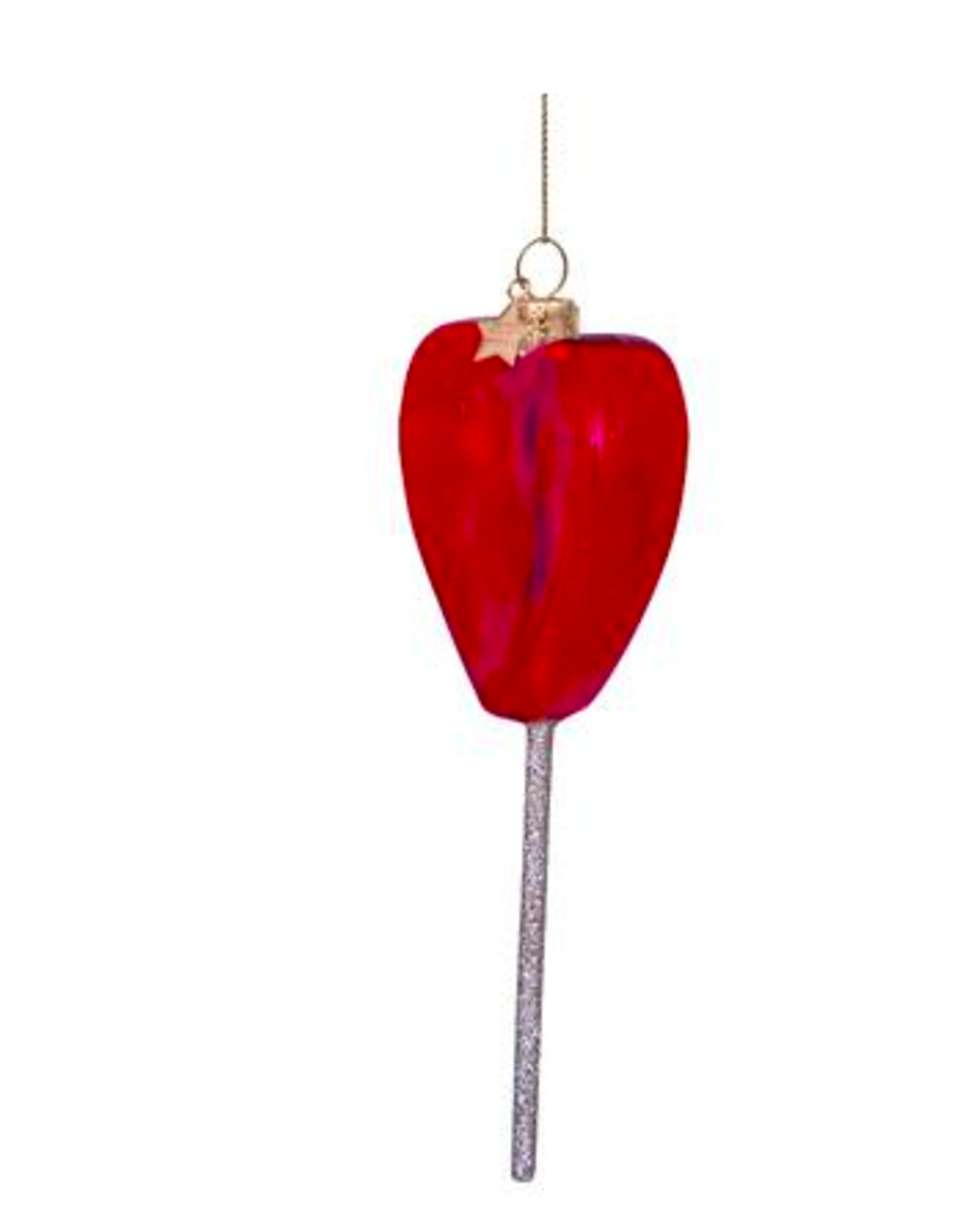 Vondels Ornament glass red lollipop H14cm