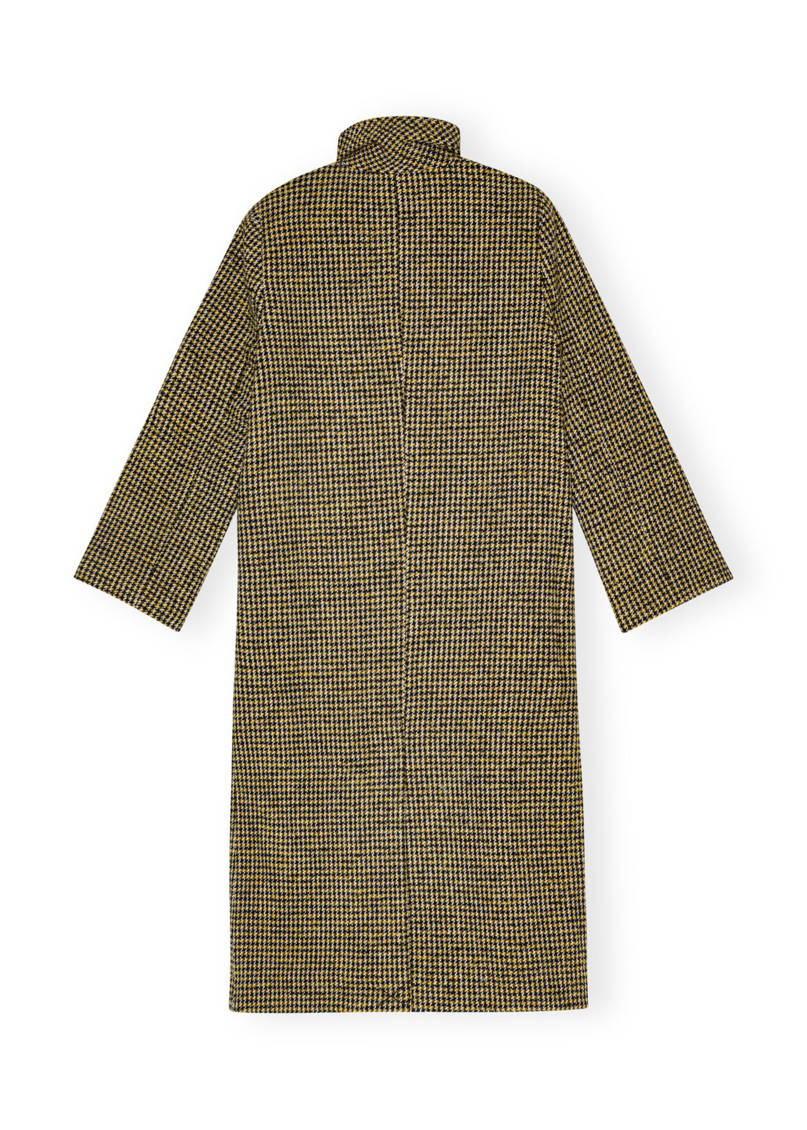 GANNI OK Ganni Woollen Checkered Coat - Blazing Yellow - Size 38