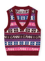 GANNI GANNI Pink Logo Wool Mix Vest