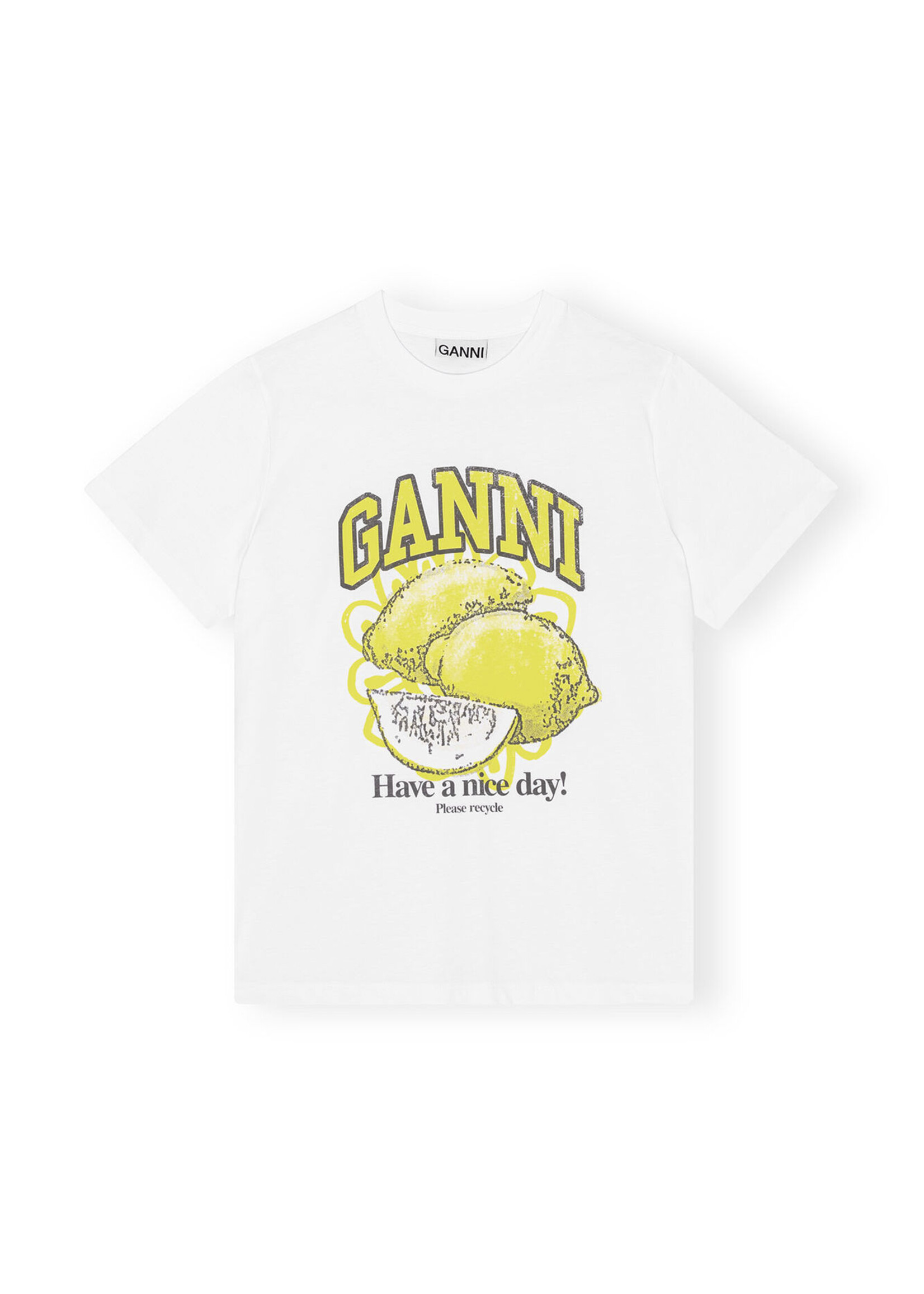 GANNI OK GANNI White Relaxed Lemon T-shirt