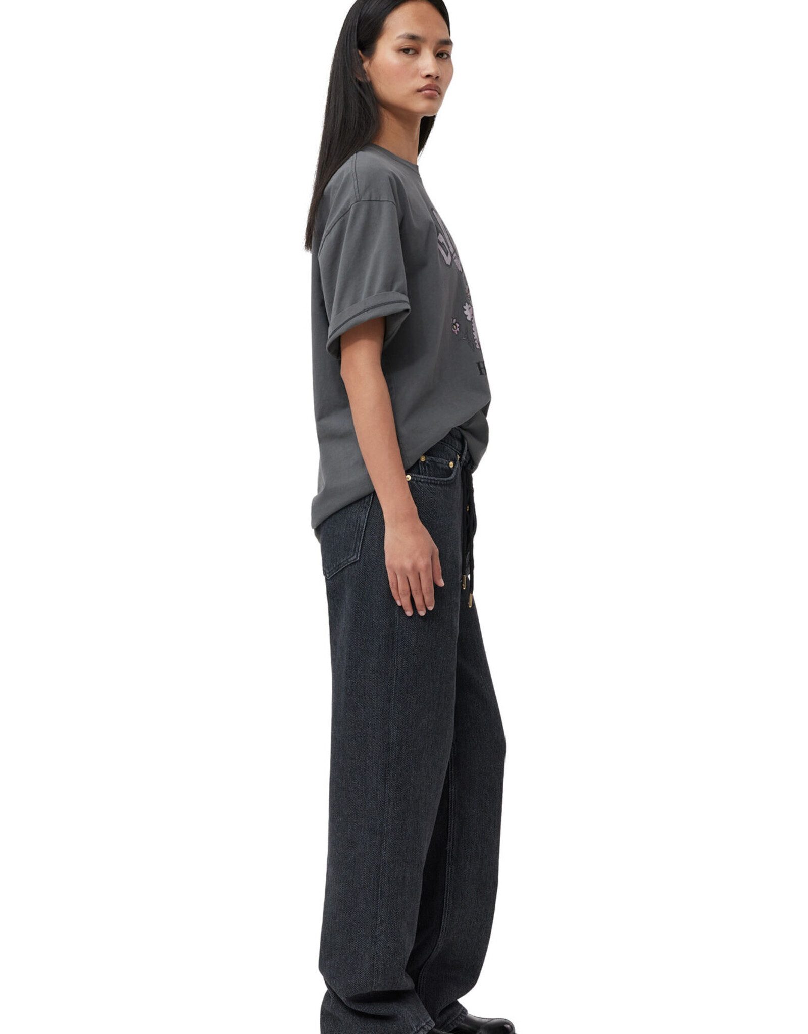 GANNI OK GANNI Grey Future Relaxed Lamb T-shirt