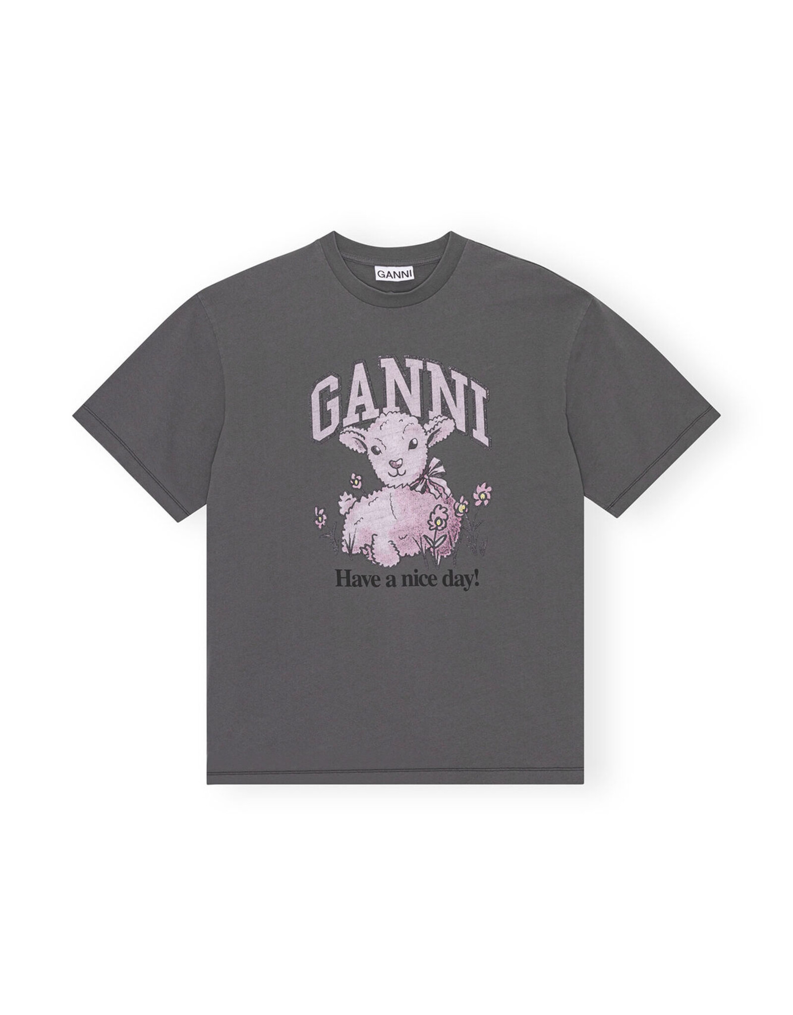 GANNI OK GANNI Grey Future Relaxed Lamb T-shirt
