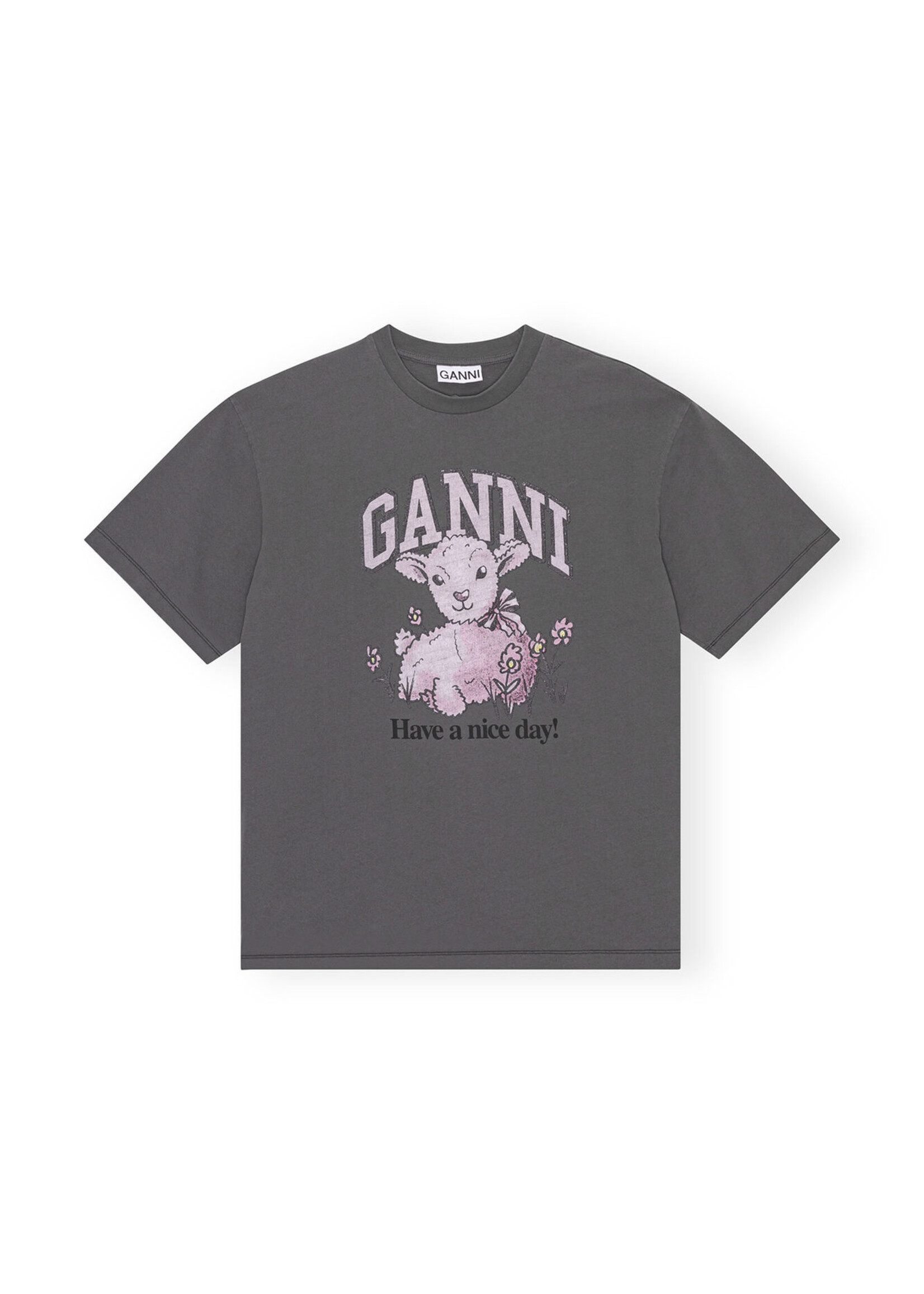 GANNI OK GANNI Grey Future Relaxed Lamb T-shirt