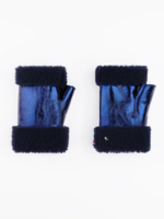 Toasties Mittens Fingerless Metallic Navy S