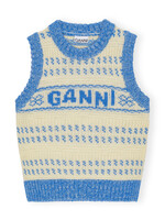 GANNI GANNI Blue Graphic O-neck Vest