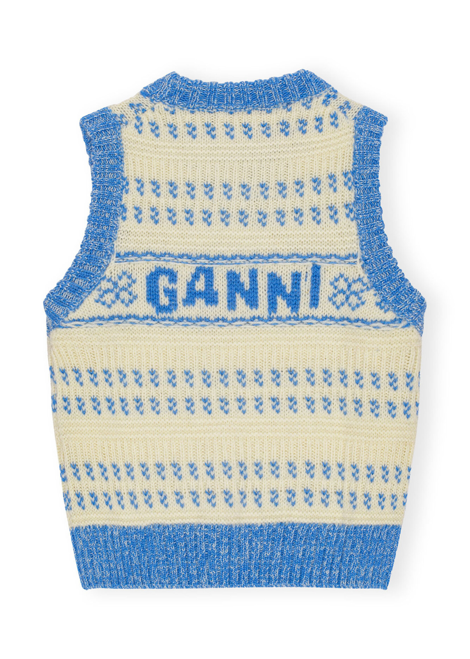 GANNI GANNI Blue Graphic O-neck Vest