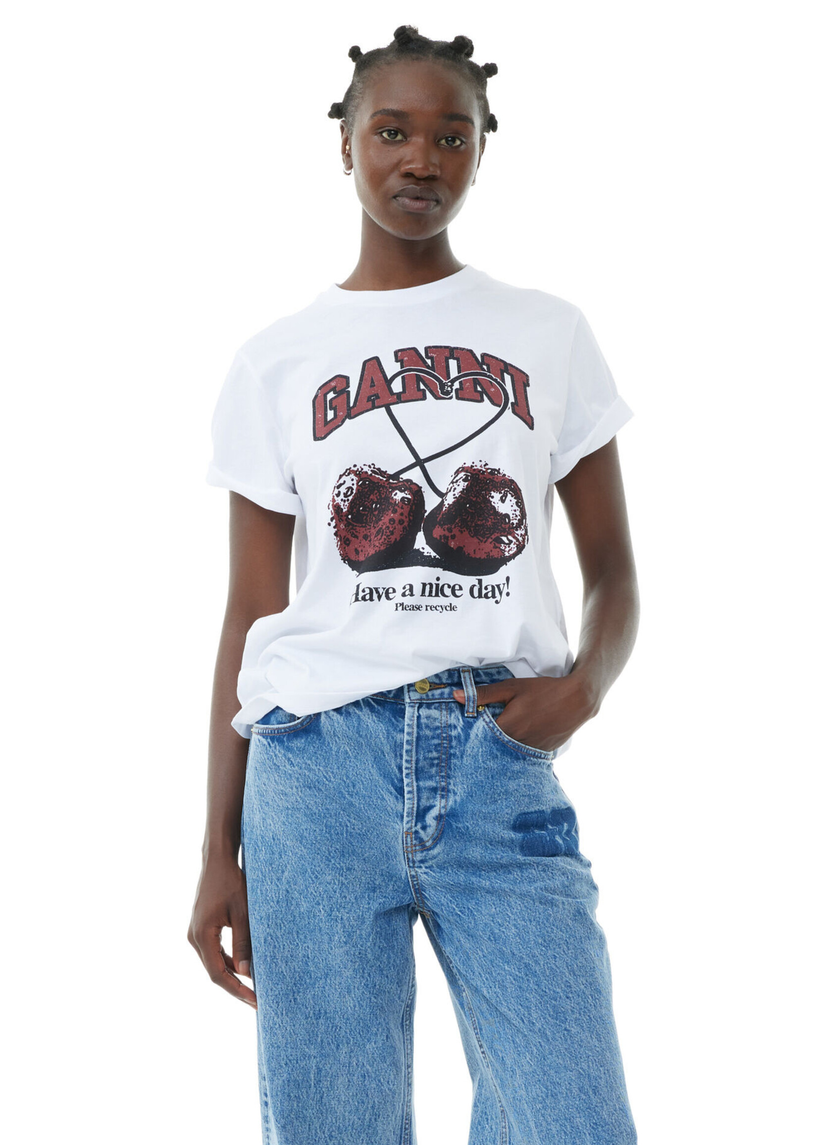 GANNI GANNI White Relaxed Cherry T-shirt