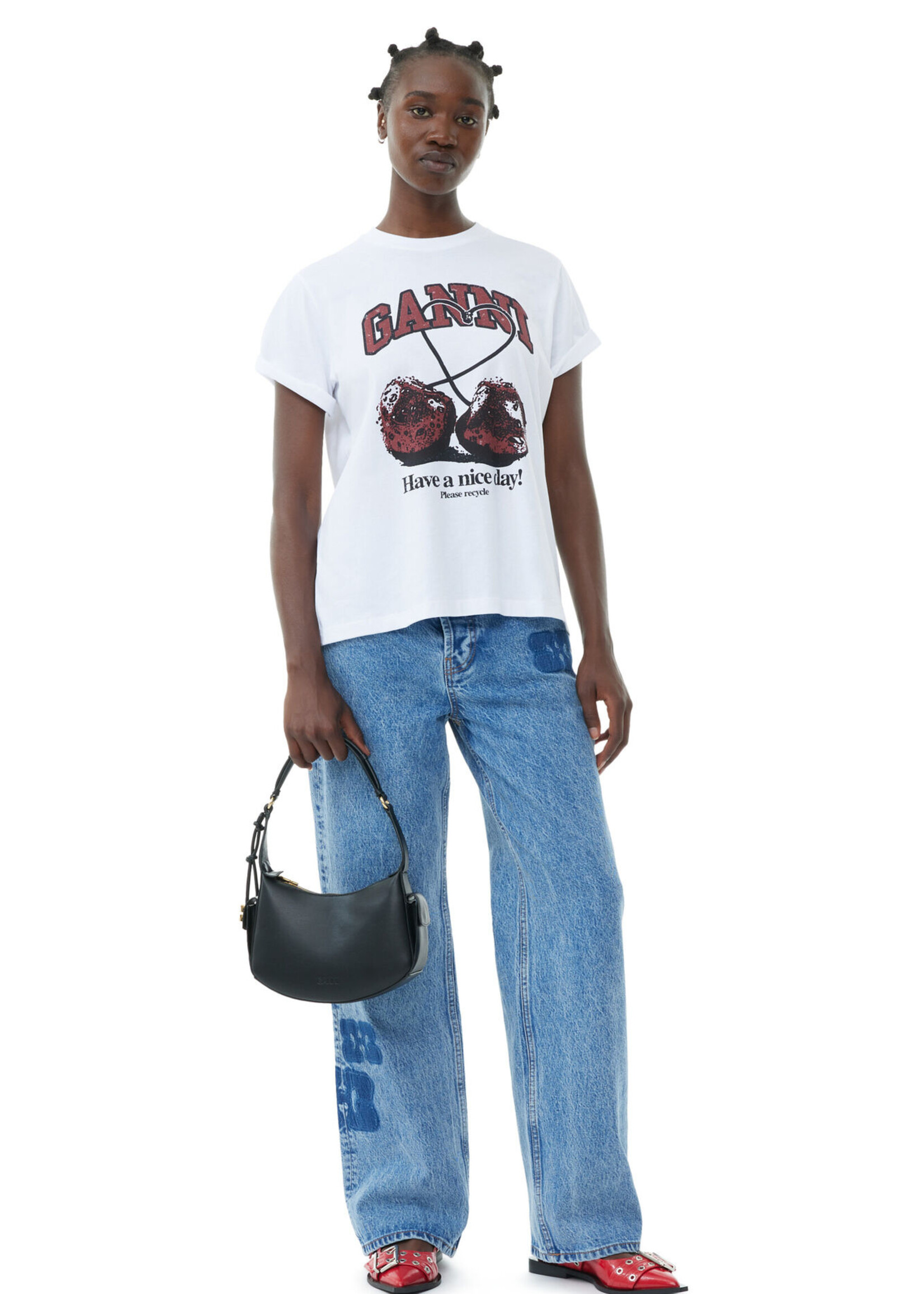 GANNI GANNI White Relaxed Cherry T-shirt