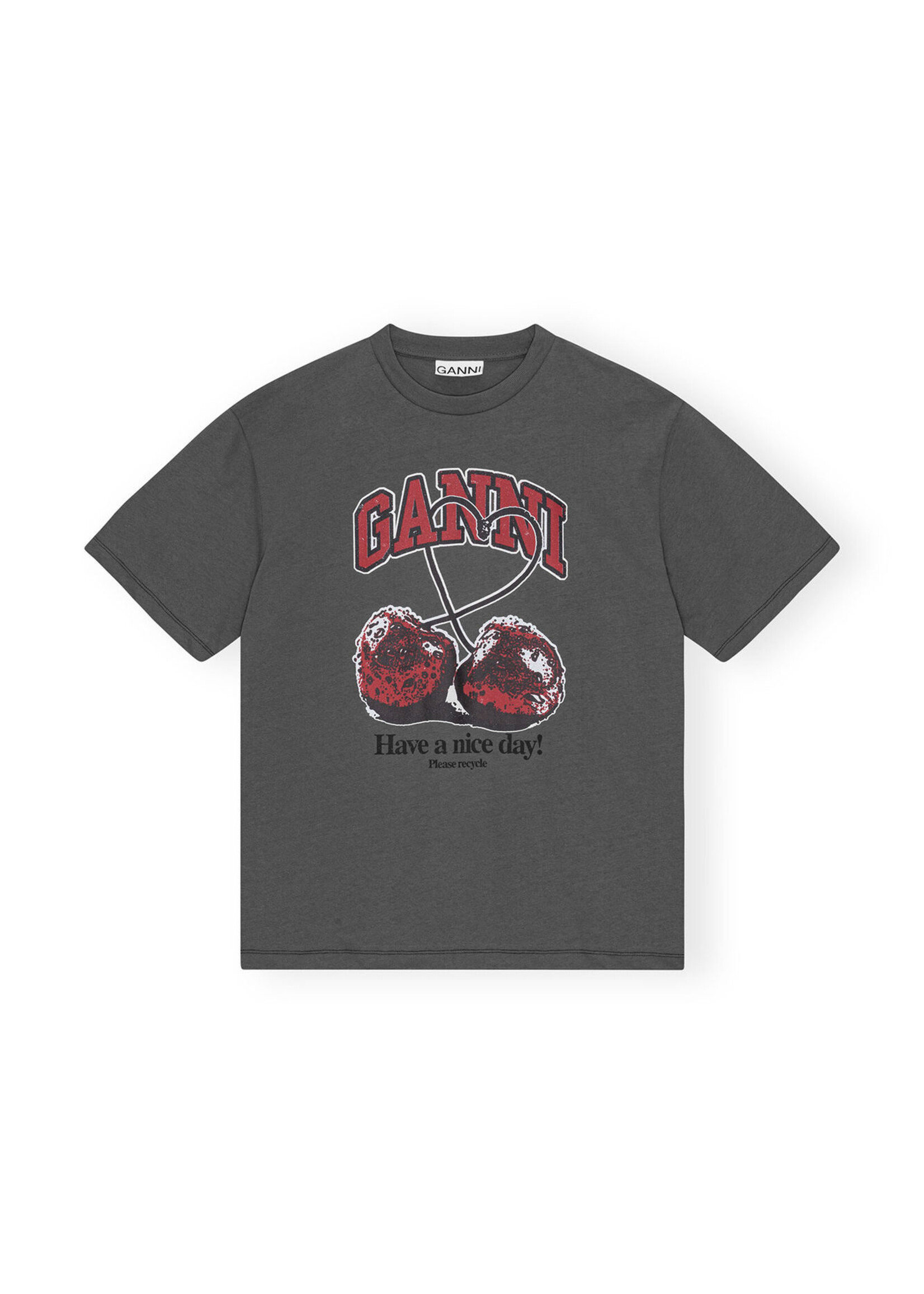 GANNI GANNI Grey Future Relaxed Cherry T-shirt