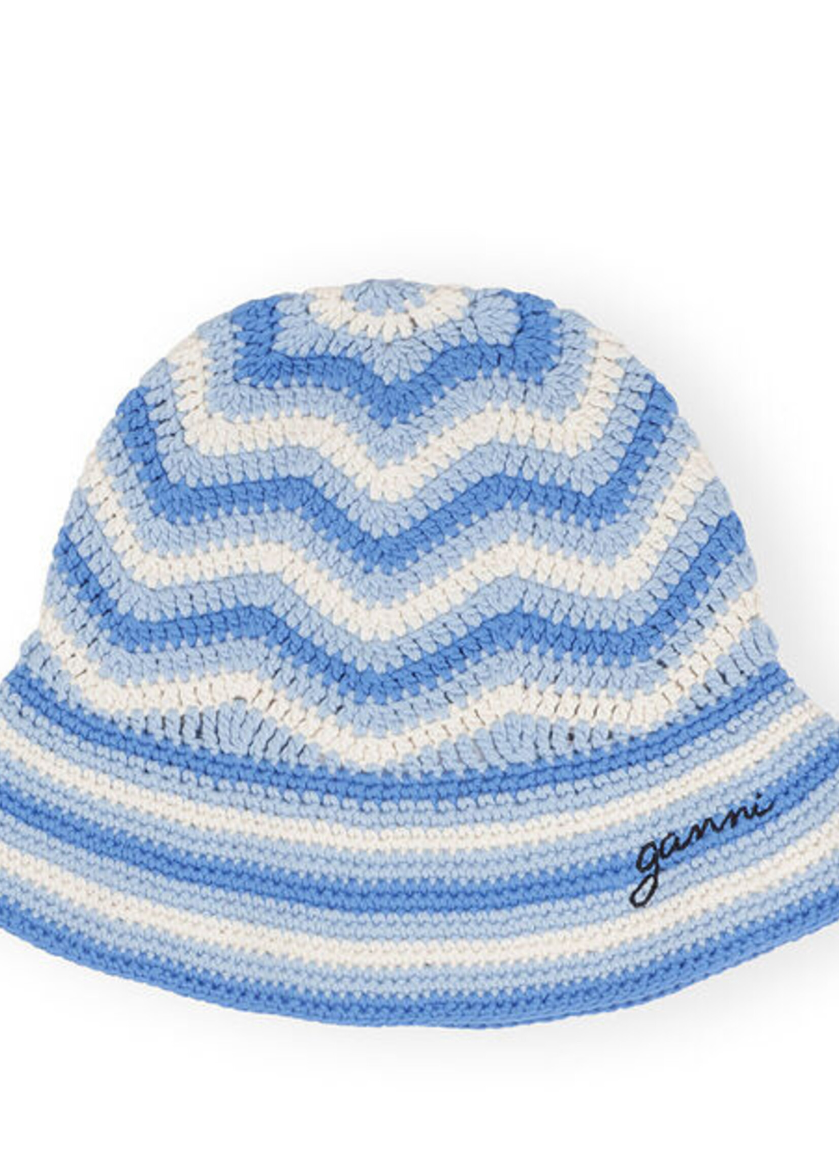 GANNI GANNI Cotton Crochet Bucket Hat blue S