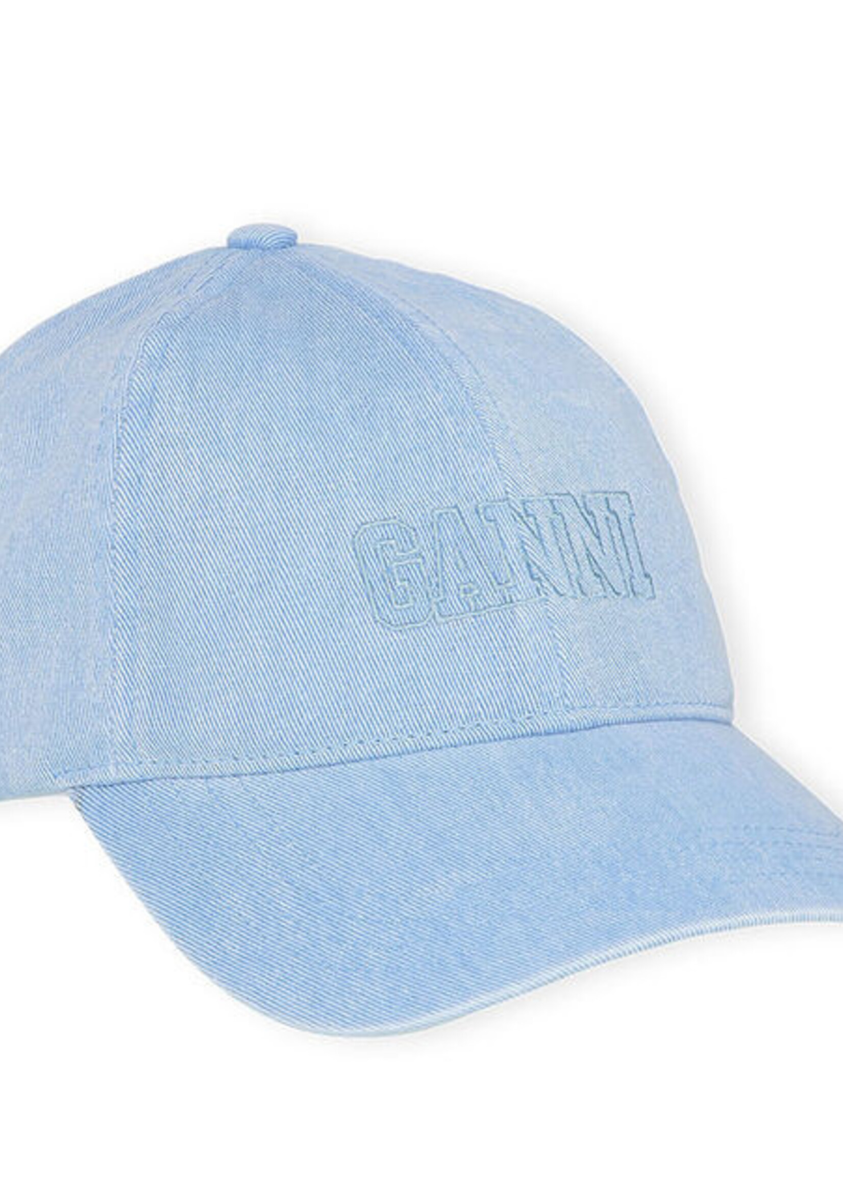 GANNI GANNI Blue Embroidered Denim Logo Cap