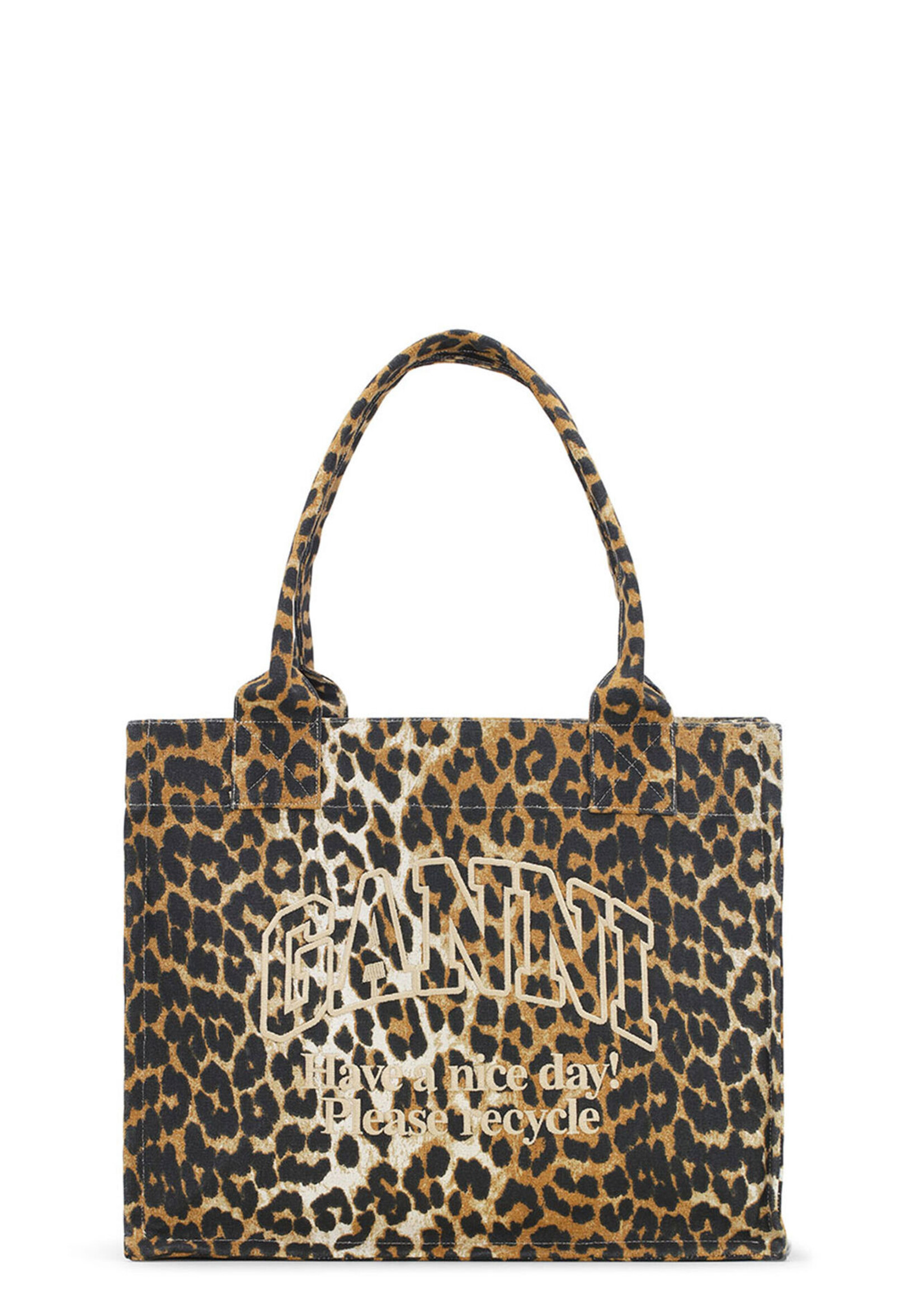 GANNI GANNI Leopard Large Canvas Tote Bag