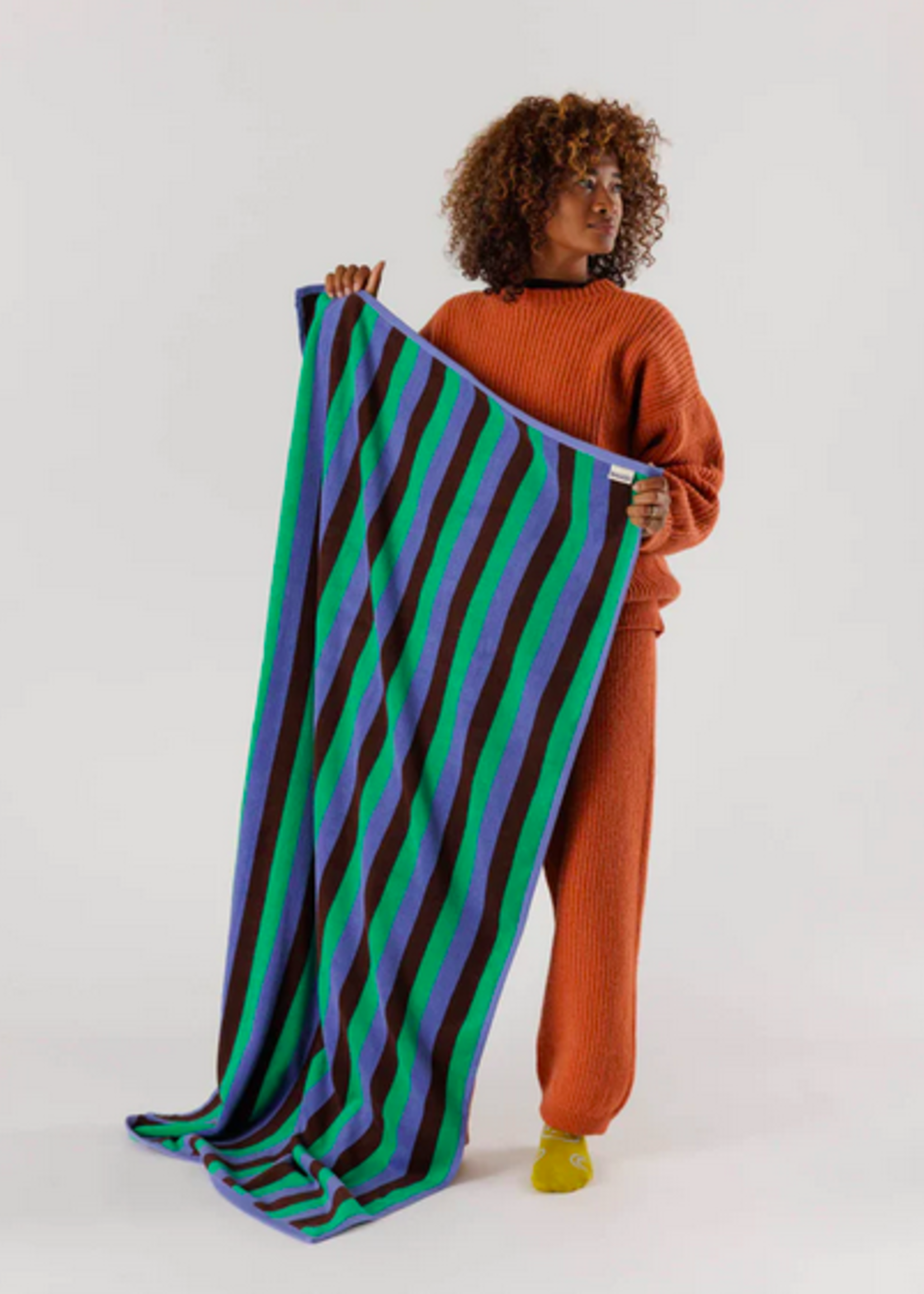 Baggu Bath Towel - Mint 90's Stripe