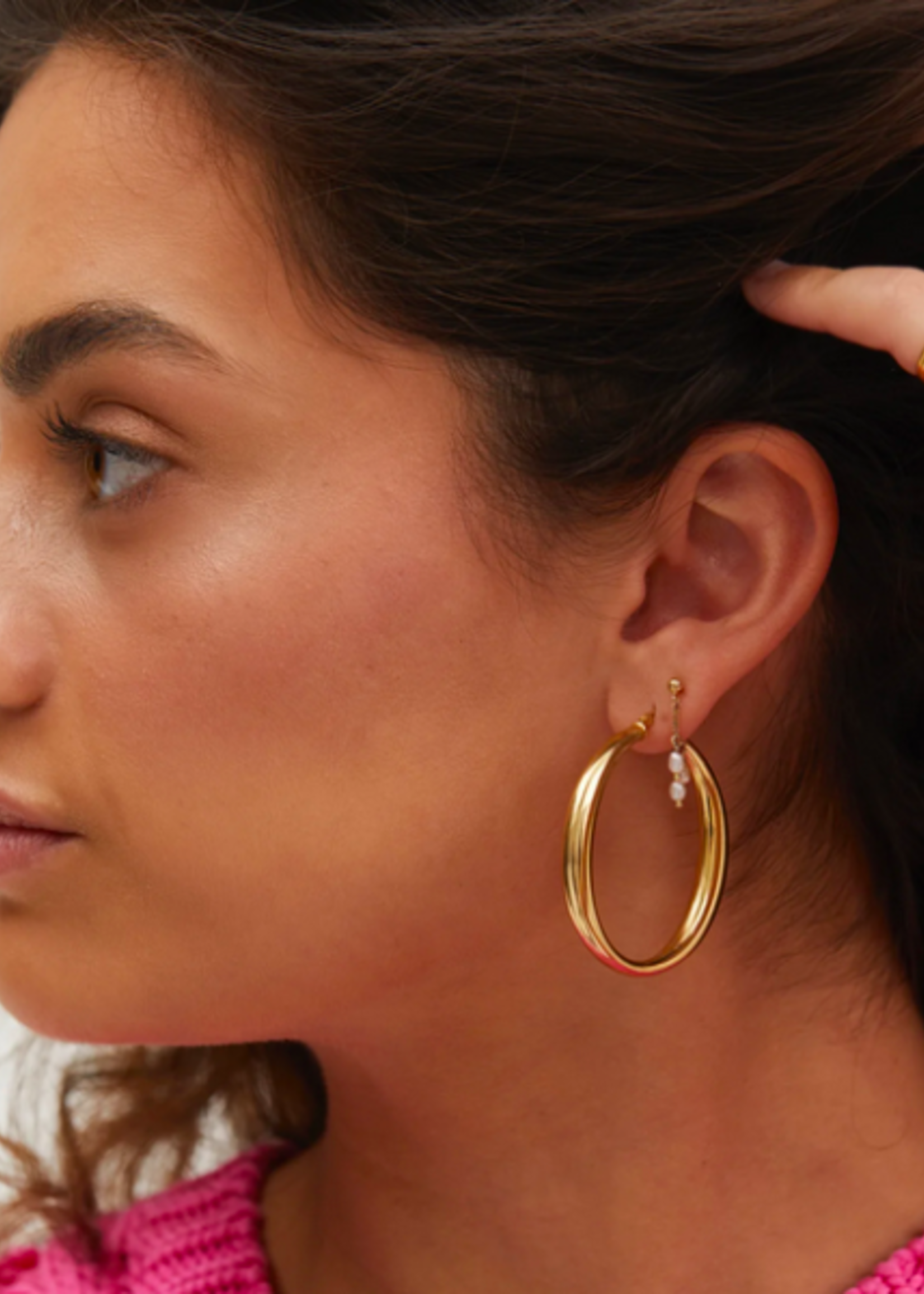 Anna + Nina Sculpted Plain Hoop Earrings