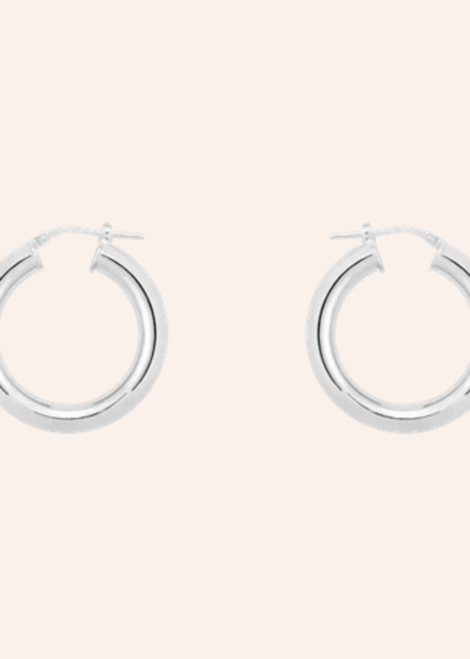 Anna + Nina Thick Plain Hoop Earrings L silverplated