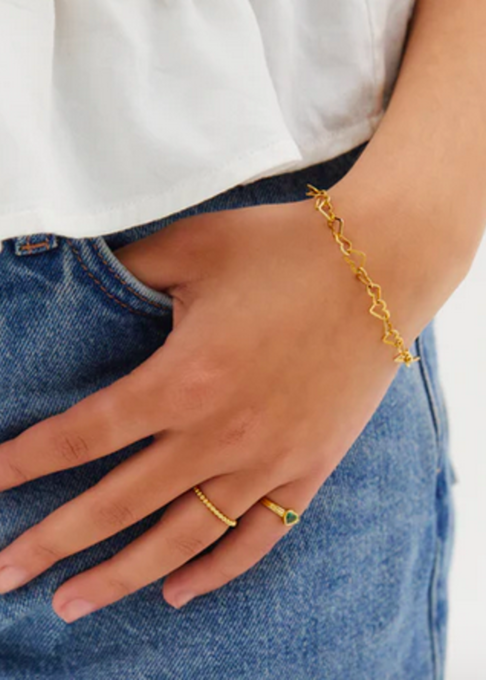 Anna + Nina Linked Hearts Bracelet goldplated