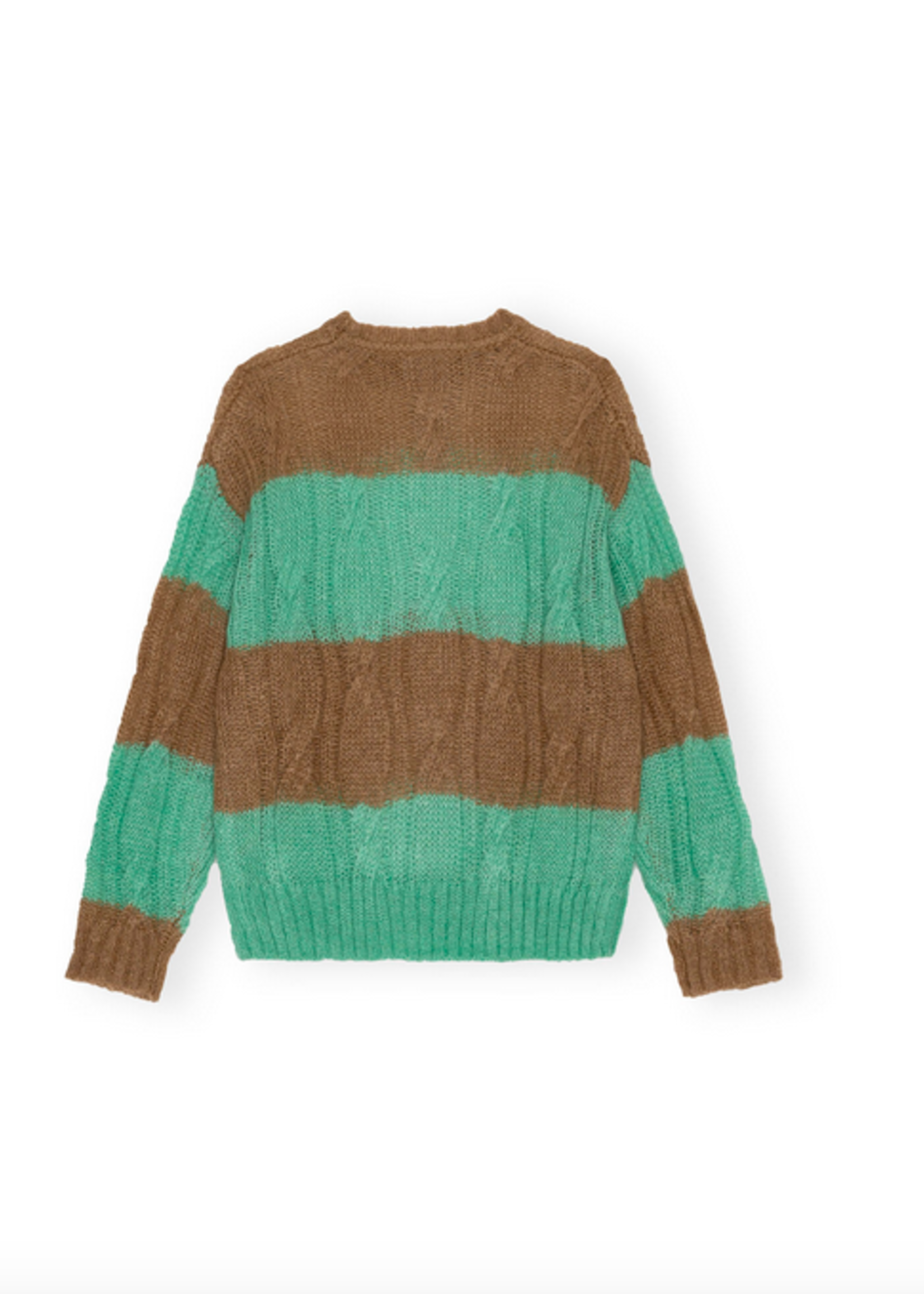 GANNI GANNI Striped Mohair Cable O-neck Sweater Brown S/M