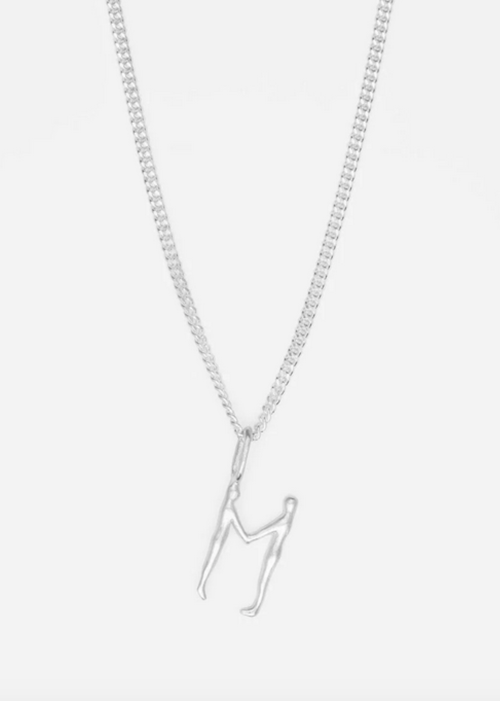 Human Alphabet necklace silver Letter M