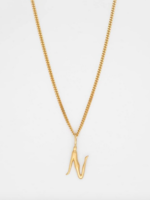 Human Alphabet Necklace Goldplated Letter N