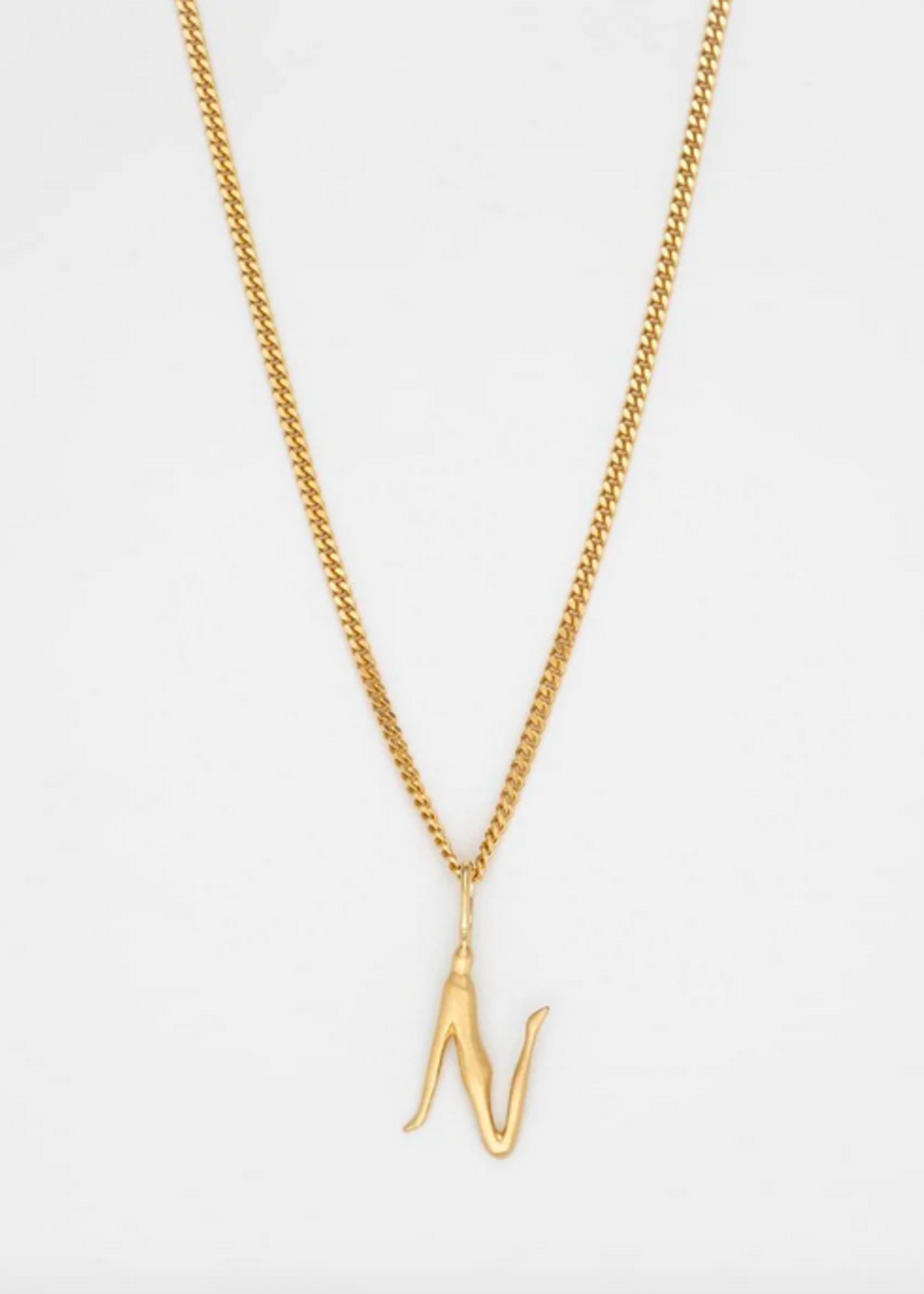 Human Alphabet Necklace Goldplated Letter N