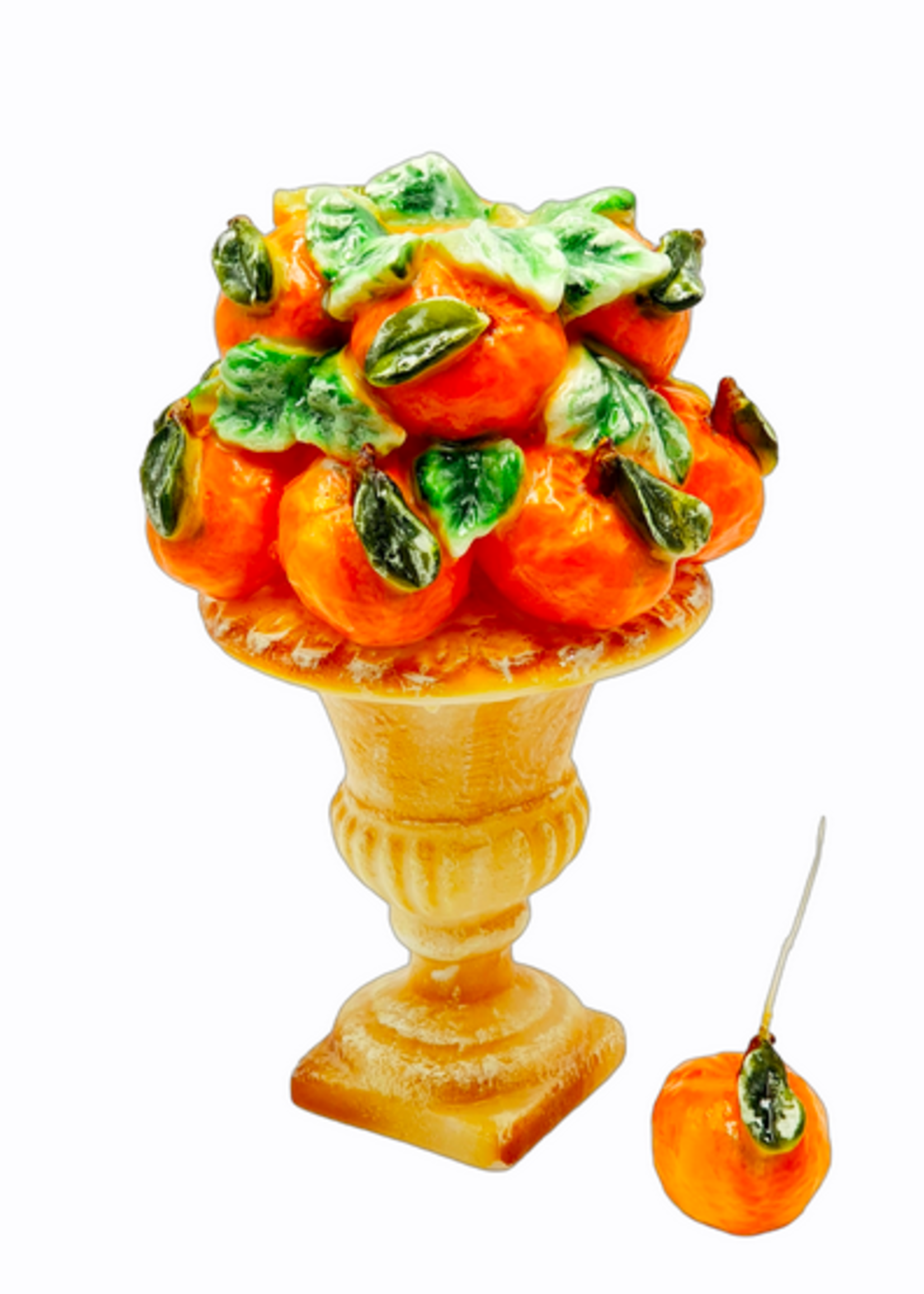 italian candle Vase-shaped candle with mandarins h30 Ø16