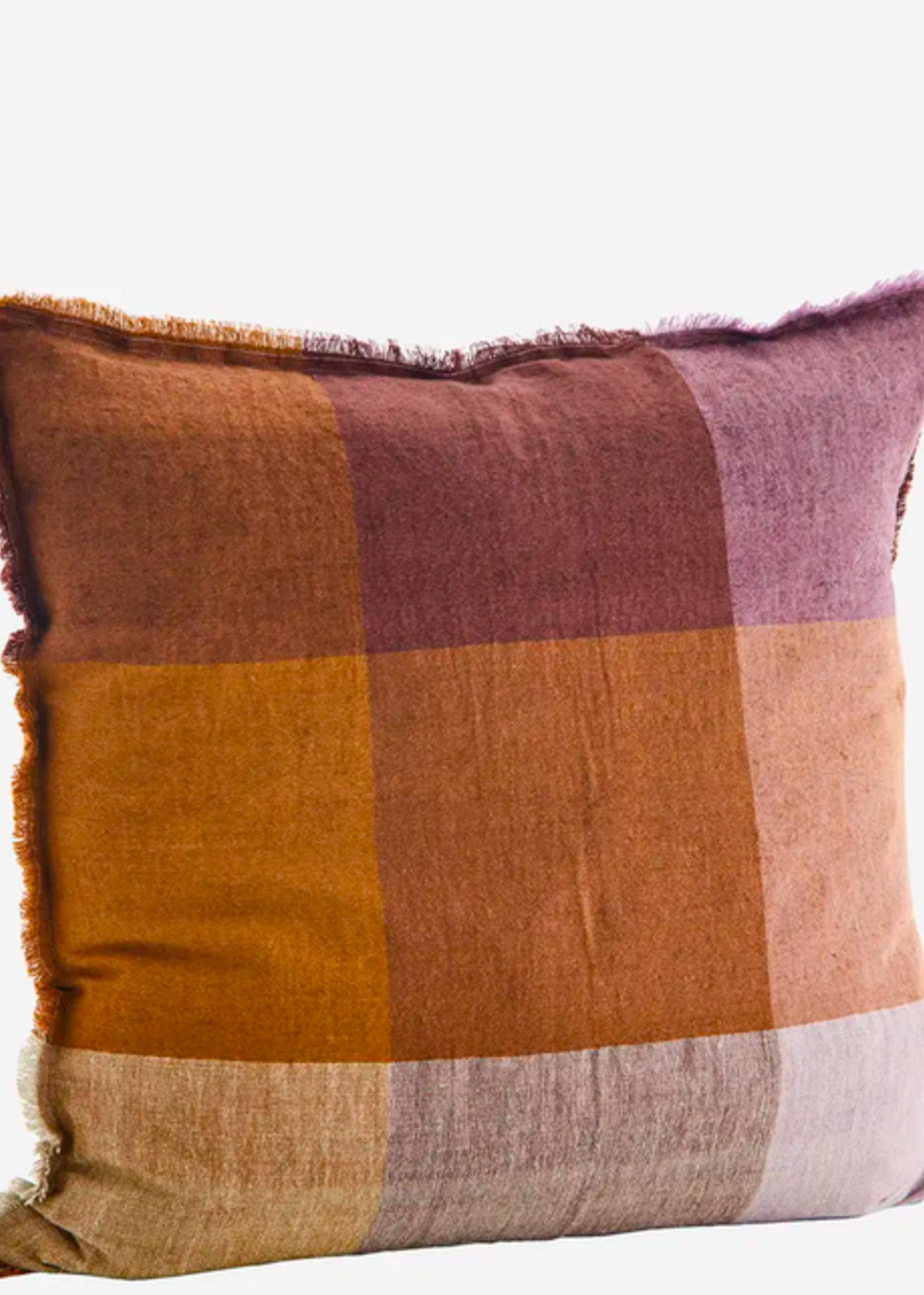 madam stoltz Linen cushion cover Burnt orange, lilac, bordeaux