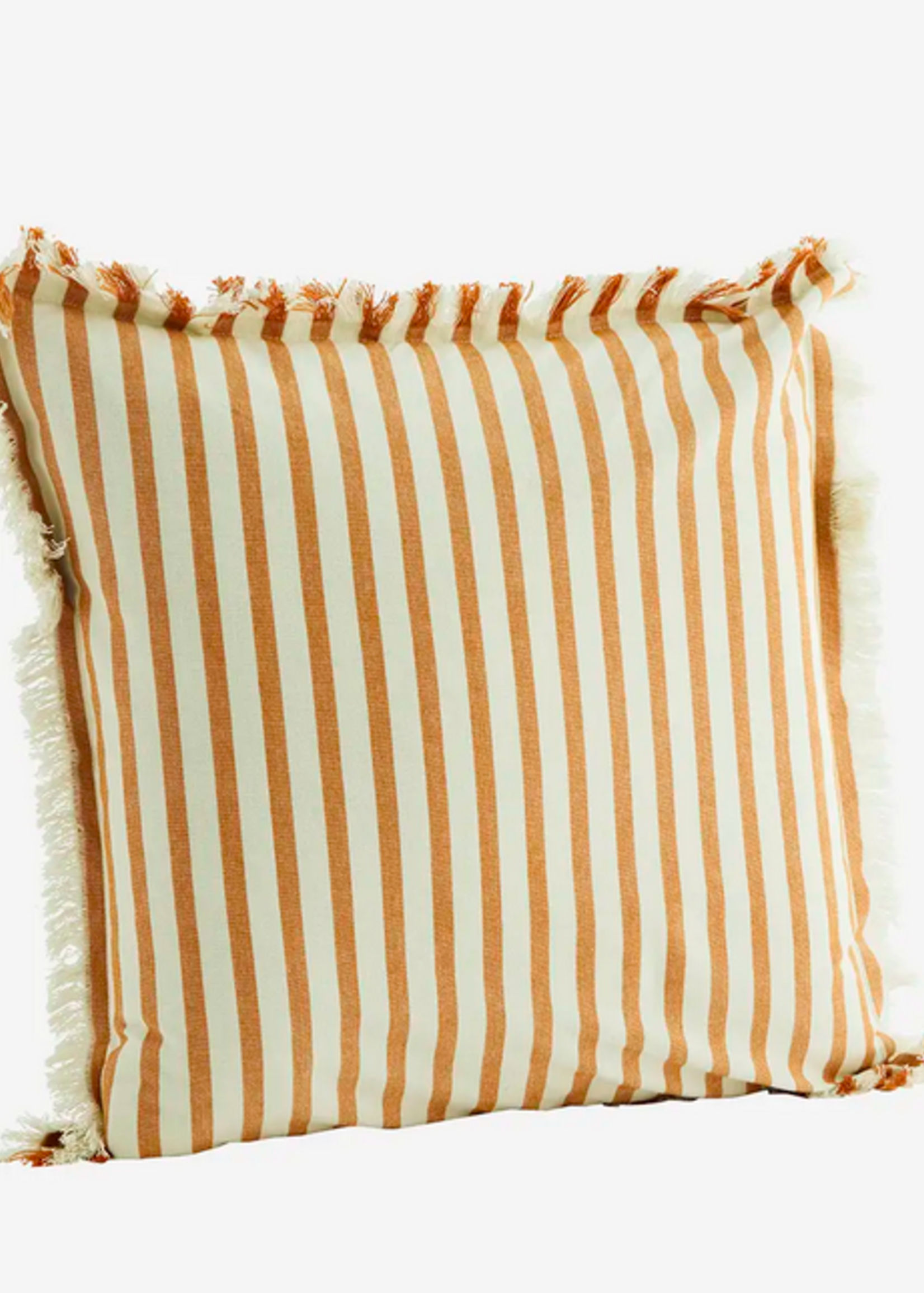 madam stoltz Striped cushion cover w/ fringes