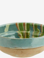 madam stoltz Hand painted earthenware bowl Light blue, green, orange, off white