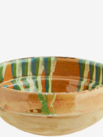 madam stoltz Hand painted earthenware bowl Orange, green, blue, off white