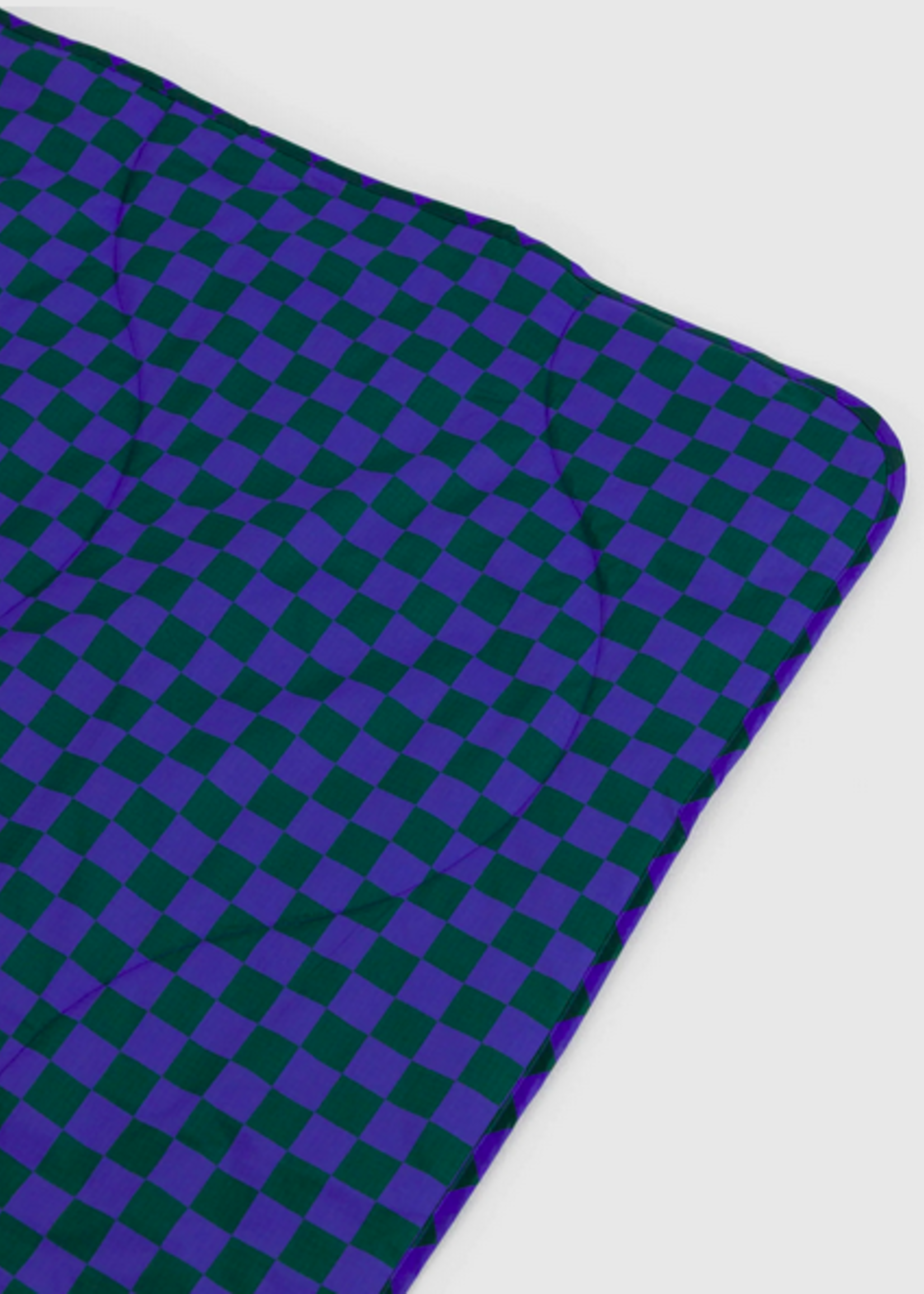 Baggu Puffy Picnic Blanket - Iris Green Check