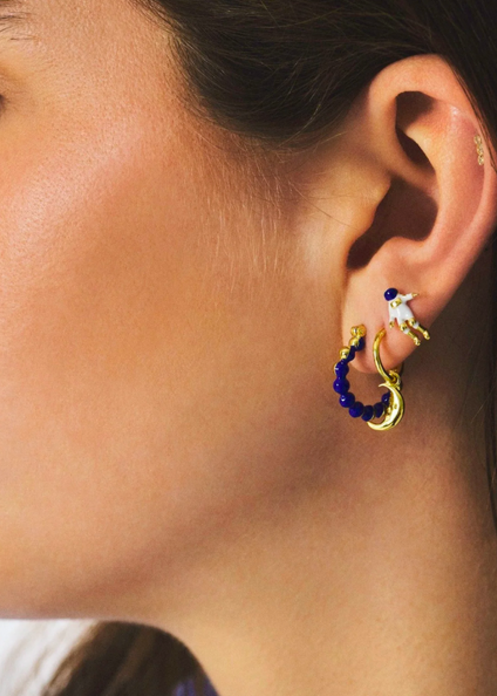 Anna + Nina Single Moon Phases Hoop Earring