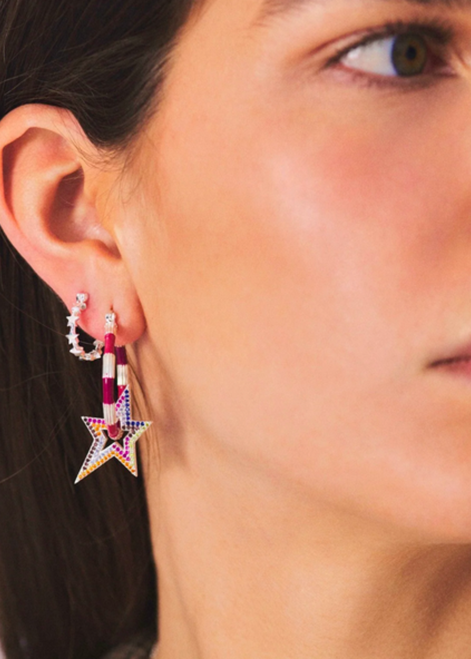 Anna + Nina Novocaine Hoop  Earrings silver