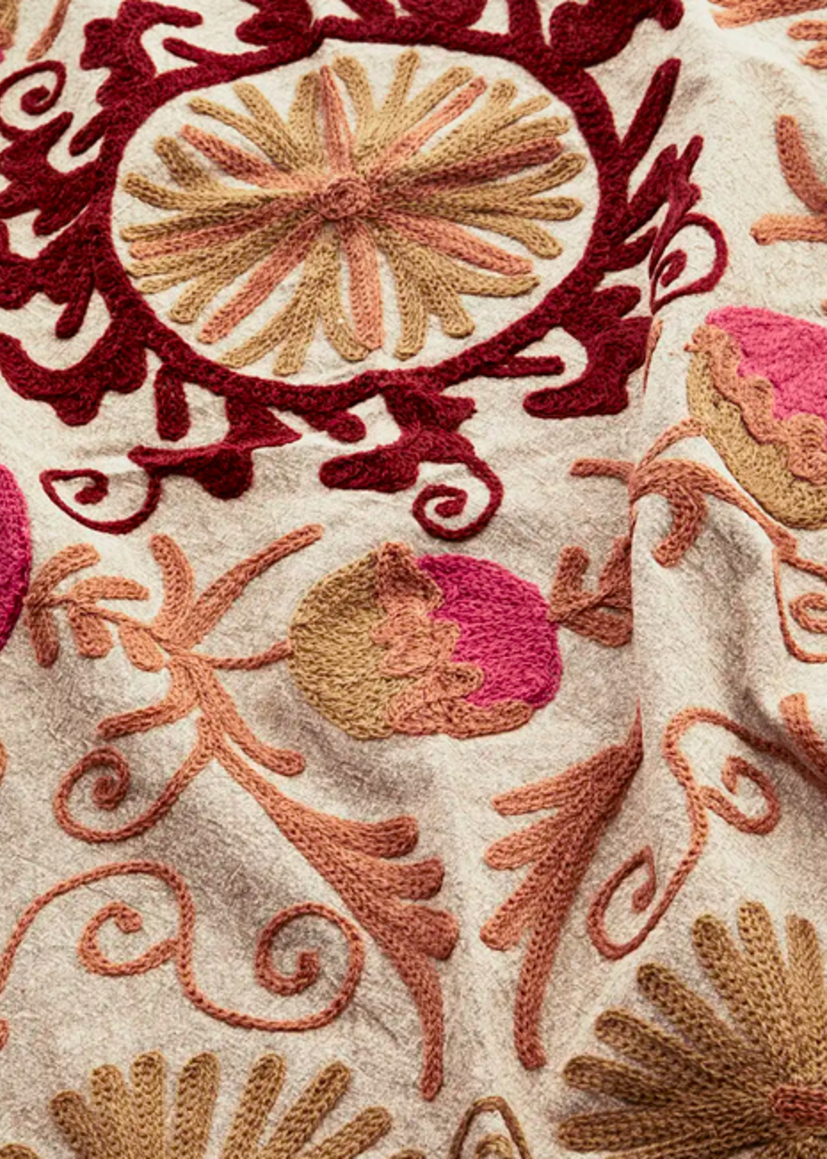 madam stoltz Suzani embroidered cotton throw